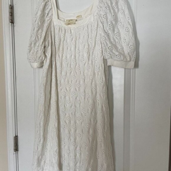 White Eyelet Mini Dress with Puff Sleeves - Size S - Maeve Anthropologie - Picture 4 of 8